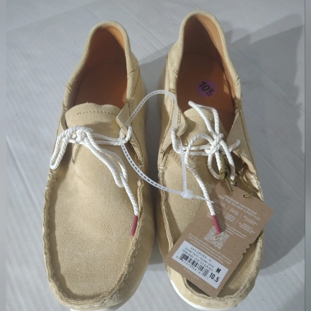 OluKai Ka'a Driver Golden‎ Sand Men's Suede Loafers Size 10.5